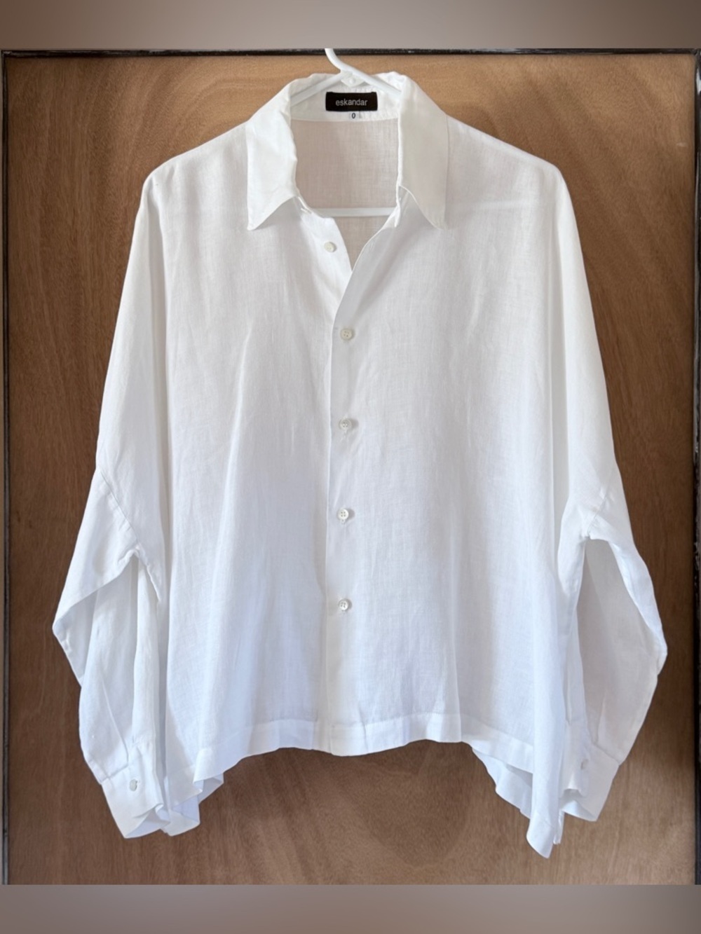 Eskandar White Linen Oversized Boxy Blouse Shirt Women’s Sz 0 Minimalist Luxe